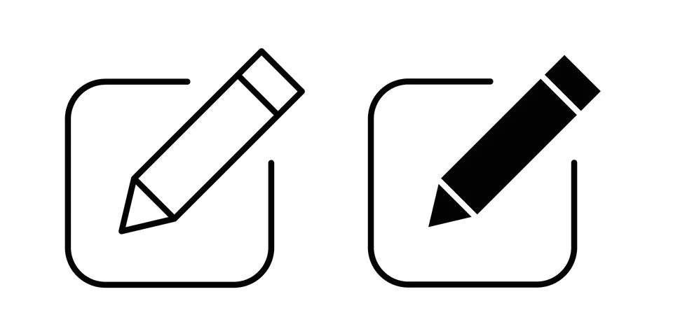 Edit button icon logo. Outline style icons with flat versions Stock Illustration