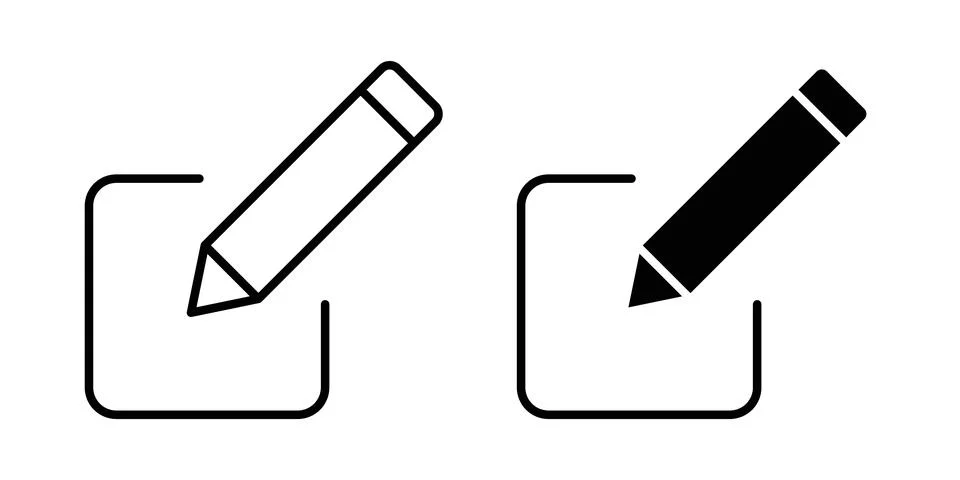 Edit button icon thin line and clipart style vector set Stock Illustration