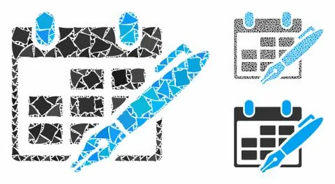 Edit calendar table Mosaic Icon of Uneven Elements Stock Illustration