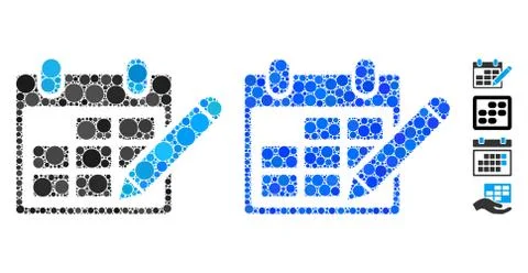 Edit Calendar Table Mosaic Icon of Circle Dots 스톡 일러스트