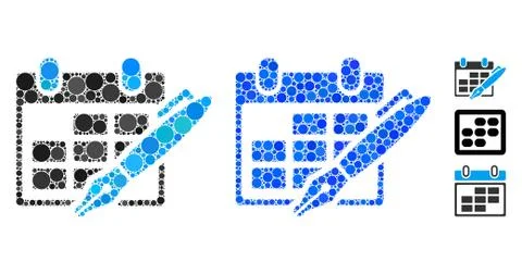 Edit Calendar Table Mosaic Icon of Round Dots 스톡 일러스트