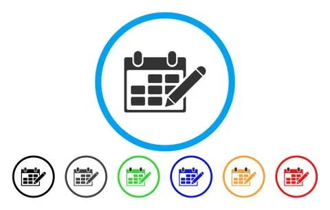 Edit Calendar Table Rounded Icon Stock Illustration