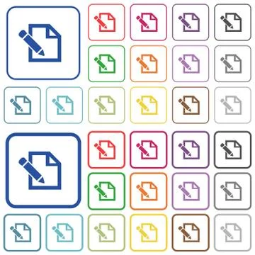 Edit color outlined flat icons 库存插图