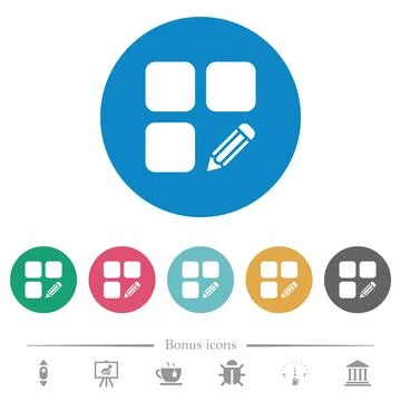 Edit component flat round icons Ilustración de archivo