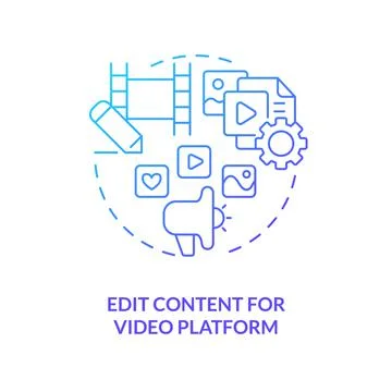 Edit content for online platform blue gradient concept icon Stock Illustration