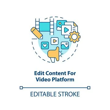 Edit content for video platform concept icon Stock Illustration