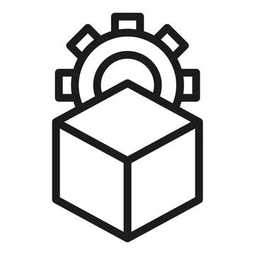Edit cube gear icon outline vector. Scale digital Stockillustratie