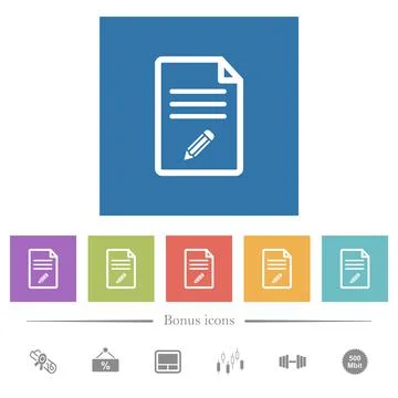 Edit document flat white icons in square backgrounds Illustrazione stock