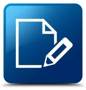 Edit document icon blue square button Illustrazione stock
