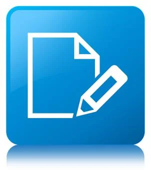 Edit document icon cyan blue square button Illustrazione stock