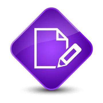 Edit document icon elegant purple diamond button Stock Illustration