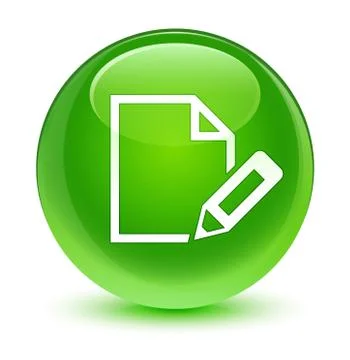 Edit document icon glassy green round button Stock Illustration