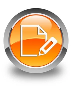Edit document icon glossy orange round button Illustrazione stock