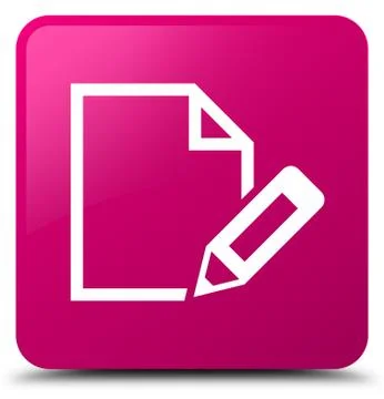 Edit document icon pink square button Stock Illustration
