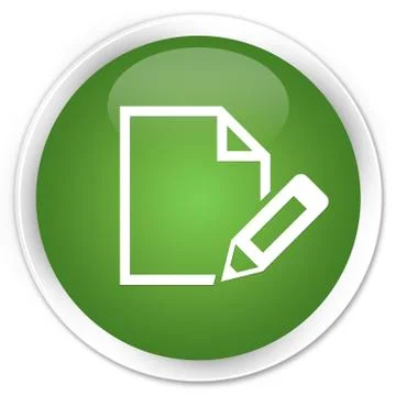 Edit document icon premium soft green round button Stock Illustration