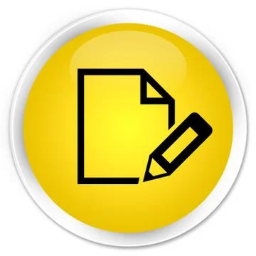 Edit document icon premium yellow round button Stock Illustration