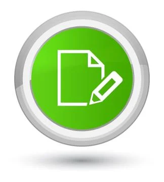 Edit document icon prime soft green round button Stock Illustration