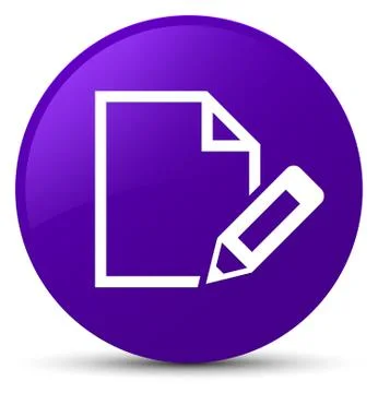 Edit document icon purple round button Stock Illustration