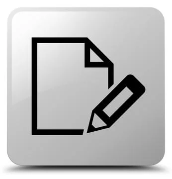 Edit document icon white square button Illustrazione stock
