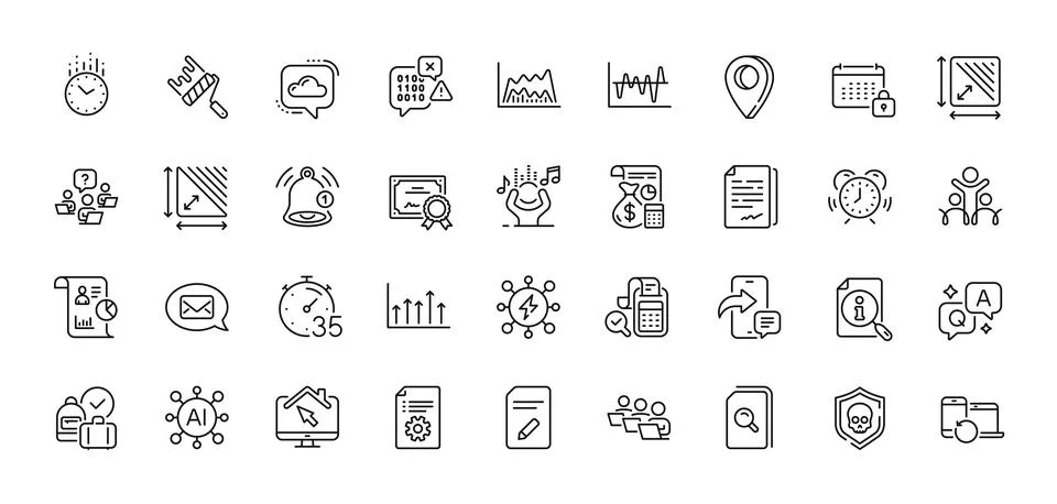 Edit document, Inclusion and Messenger line icons pack. For web app. Line icons Stock Illustration
