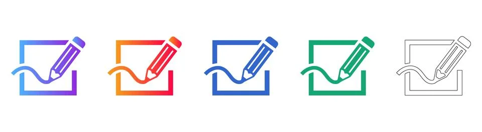 Edit Document Pencil Writing Icons Illustrazione stock