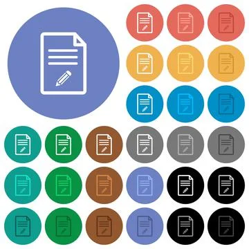 Edit document round flat multi colored icons Illustrazione stock