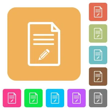 Edit document rounded square flat icons Stock Illustration