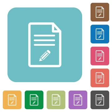 Edit document rounded square flat icons Illustrazione stock