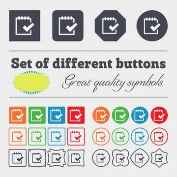 Edit document sign icon. Big set of colorful, diverse, high-quality buttons. Stock Illustration