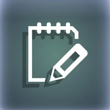 Edit document sign icon. On the blue-green abstract background with shadow and s Stock Illustration