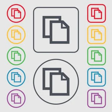 Edit document sign icon. content button.. Symbols on the Round and square but Stock Illustration