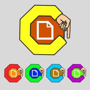 Edit document sign icon. content button. Set colourful buttons Modern UI website Illustrazione stock