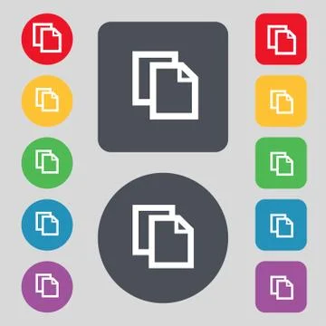 Edit document sign icon. content button. Set colourful buttons Modern UI website Stock Illustration