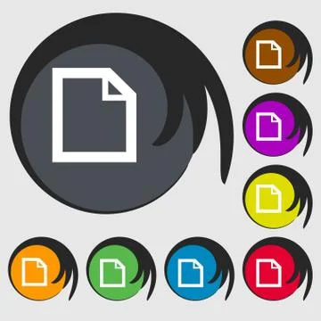 Edit document sign icon. content button. Symbols on eight colored buttons. Stock Illustration