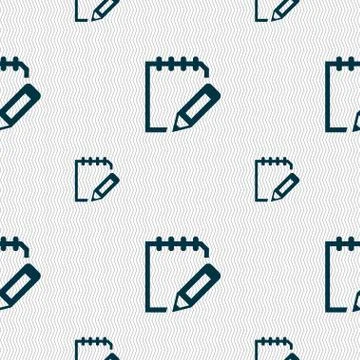 Edit document sign icon. Seamless pattern with geometric texture. Vector Illustrazione stock