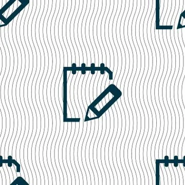 Edit document sign icon. Seamless pattern with geometric texture. Vector Stock Illustration