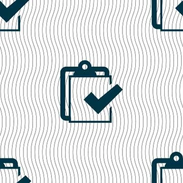 Edit document sign icon. Seamless pattern with geometric texture. Vector Stock Illustration