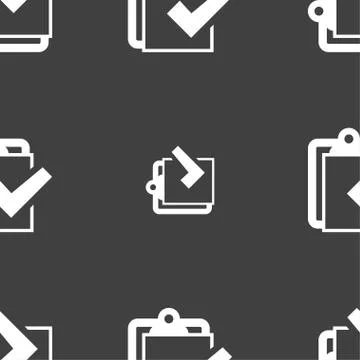 Edit document sign icon. Seamless pattern on a gray background. Vector Stock Illustration