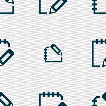 Edit document sign icon. Seamless abstract background with geometric shapes. Illustrazione stock