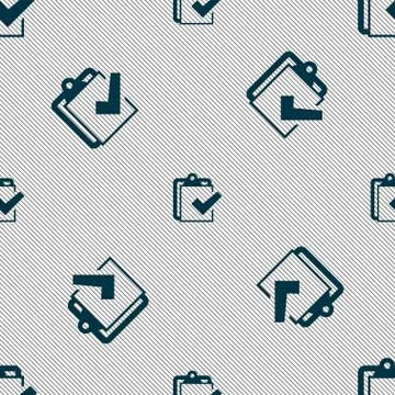 Edit document sign icon. Seamless pattern with geometric texture. Illustrazione stock
