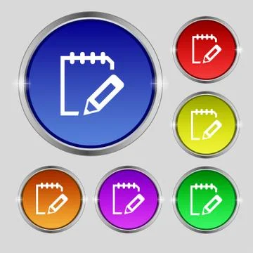 Edit document sign icon. Set colour button. Modern UI website navigation Vect Stock Illustration