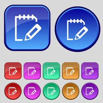 Edit document sign icon. Set colour button. Modern UI website navigation Vect Stock Illustration