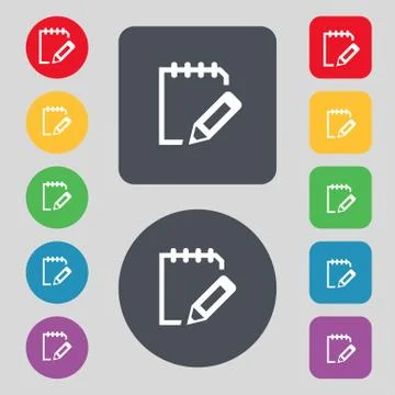 Edit document sign icon. Set colour button. Modern UI website navigation Stock Illustration