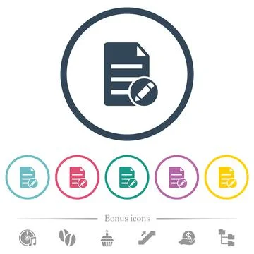 Edit document solid flat color icons in round outlines Illustrazione stock