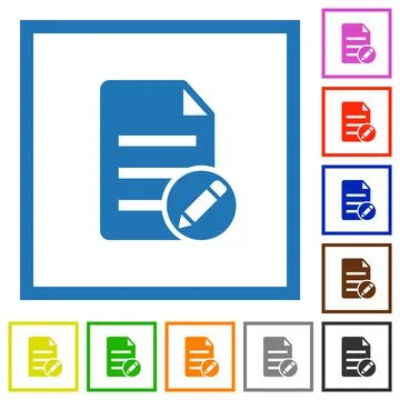 Edit document solid flat framed icons Illustrazione stock