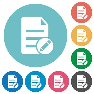 Edit document solid flat round icons 库存插图
