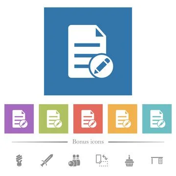 Edit document solid flat white icons in square backgrounds 库存插图