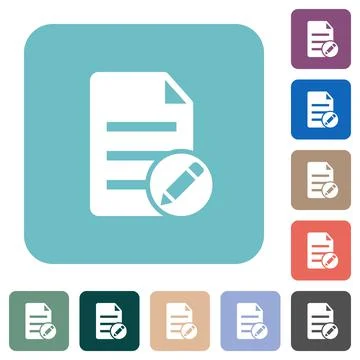 Edit document solid rounded square flat icons Illustrazione stock