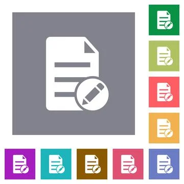 Edit document solid square flat icons 库存插图