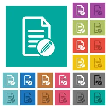 Edit document square flat multi colored icons Stock Illustration